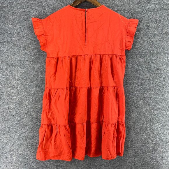 SheIn Dress Women S Small Red Shift Short Crew Neck Short Sleeve Cotton Casual - Picture 2 of 7